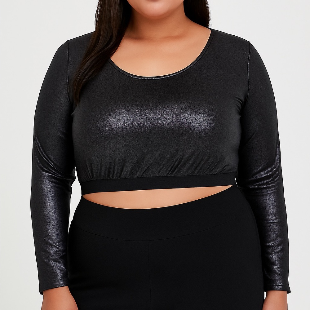 Torrid Curve Long Sleeve Black Shimmer Crop Top – Size 2‎ (2X)